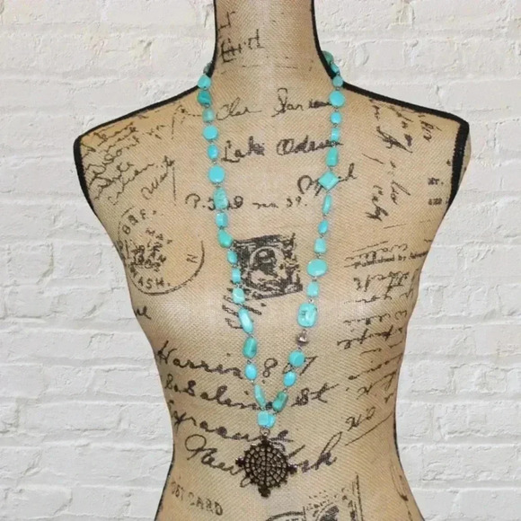 Chico’s Turquoise Ashlee Pendant Necklace - Picture 1 of 6